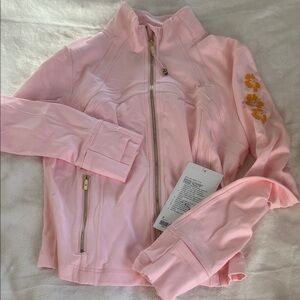 Lululemon Athletica Pink Define Jacket with Gold Floral Accent Hawaii edition